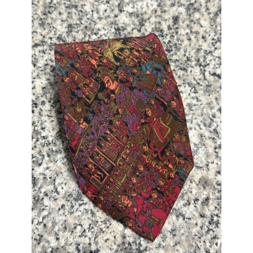 Nina‎ Ricci Paris France Jacquard Men's Silk  " Faces In The Crowd" VTG 80-90's